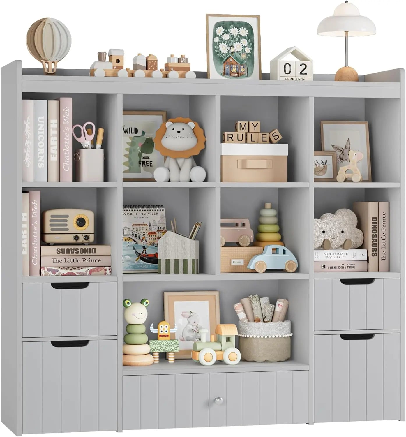 Kids Toy Storage Organizer With Bookshelf And Drawers
