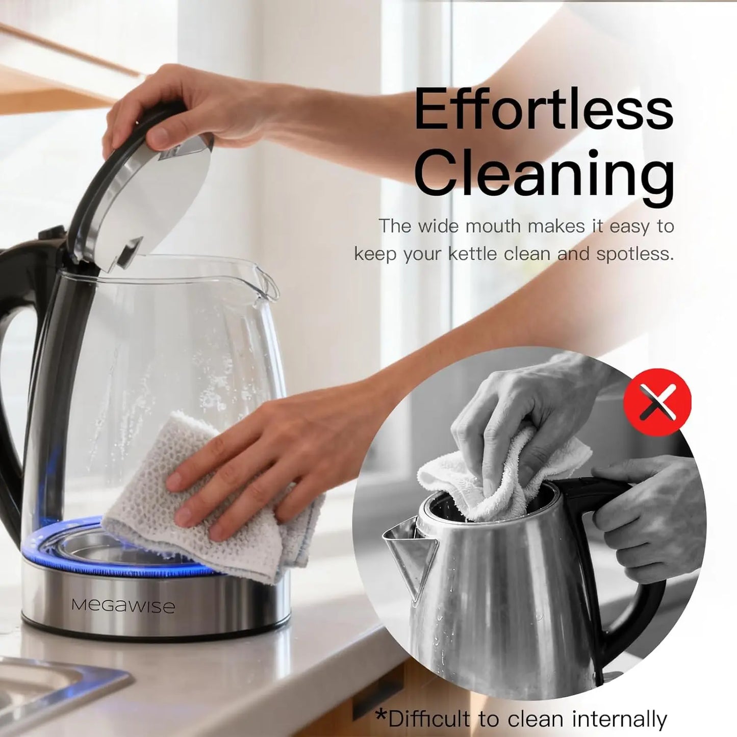 Electric Glass Kettle Auto Shut Off 1 8L