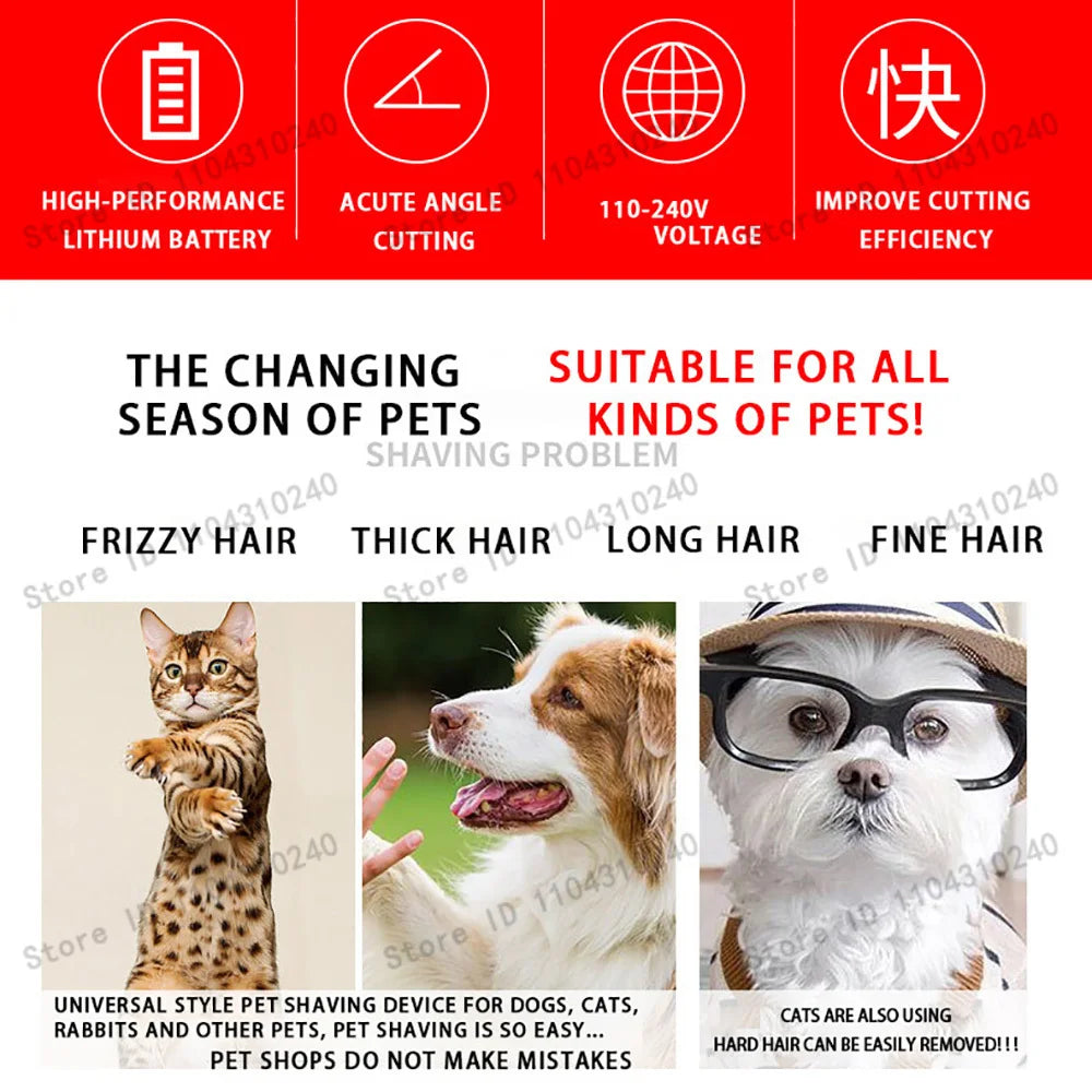Cordless Pet Hair Clipper For Dogs Cats Rabbits Grooming Trimmer