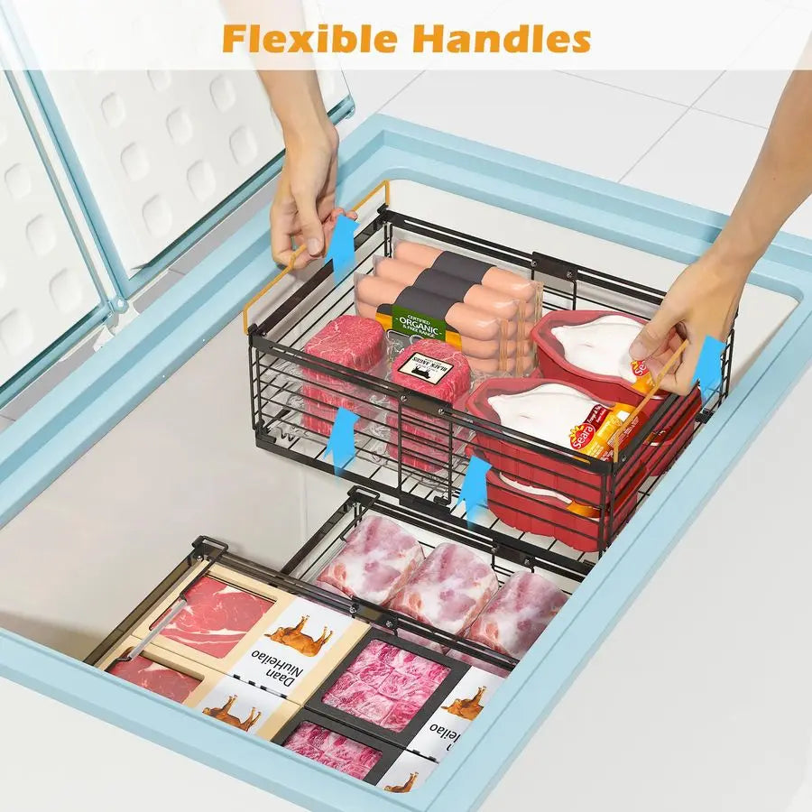 2 Pack Freezer Organizer Bins Stackable Chest Storage