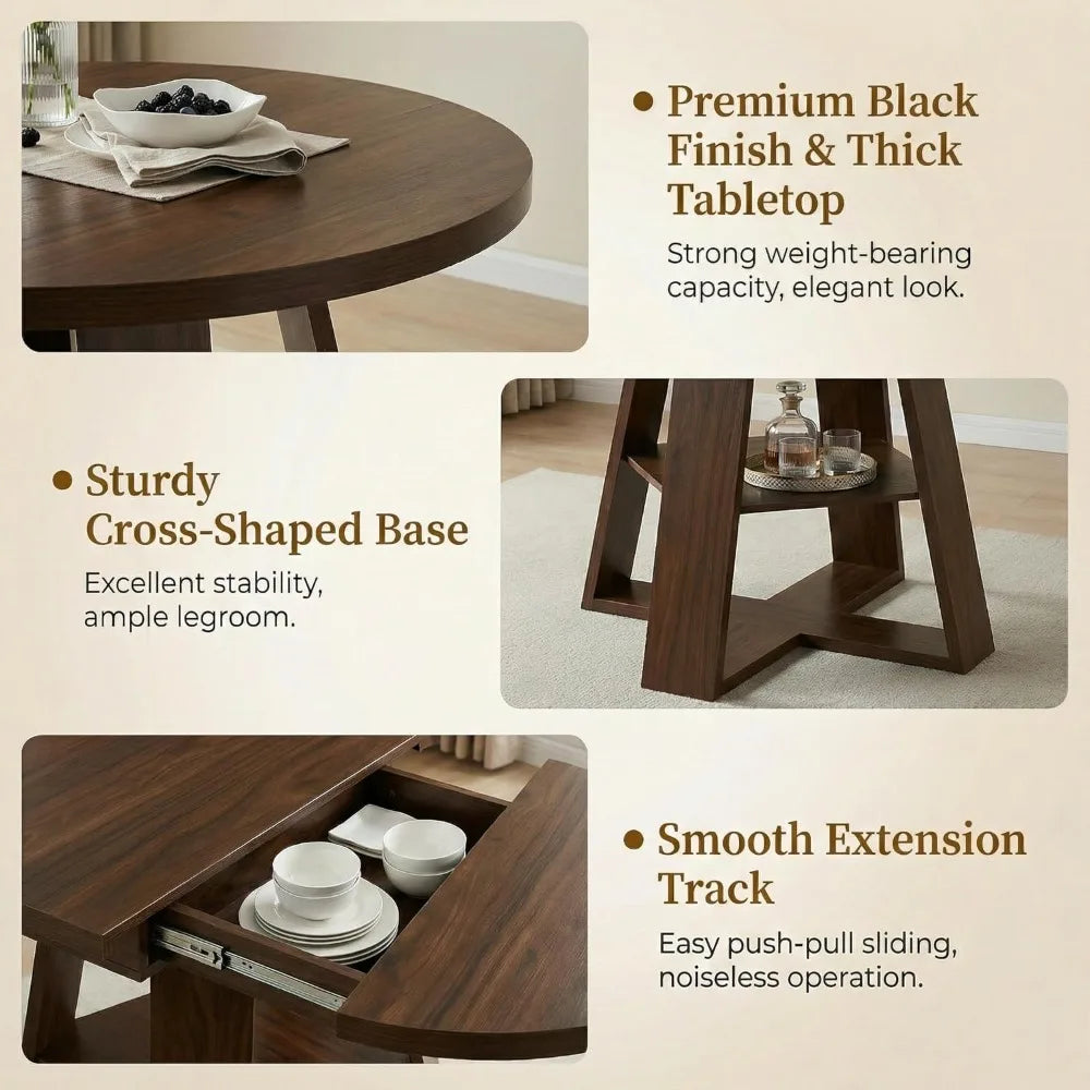MOYU Extendable Oval Dining Table Set With Velvet Tufted Chairs