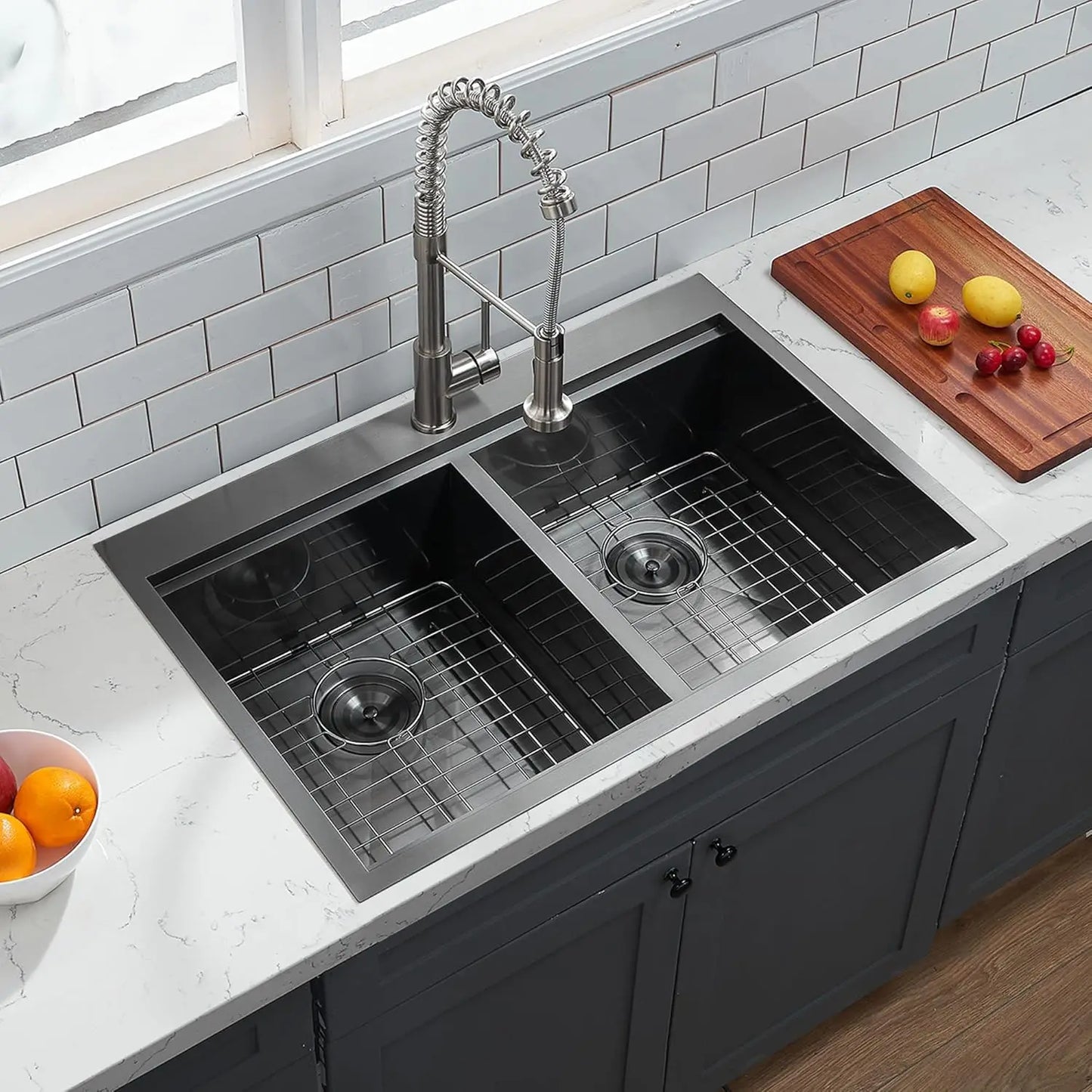 Farmhouse Style Double Bowl Kitchen Sink Stainless Steel