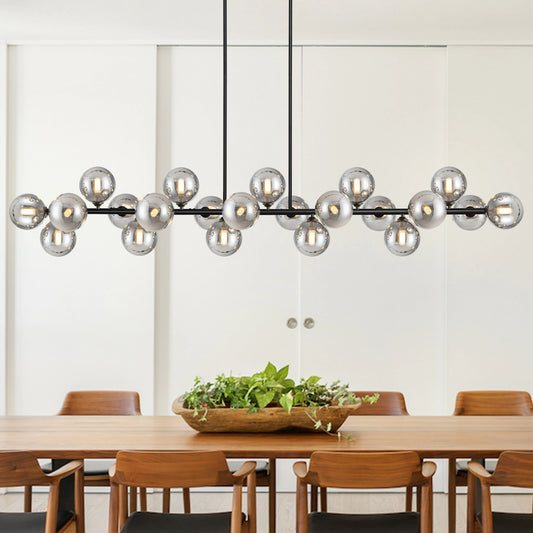 21-Lights Sputnik Chandelier Height Adjustable 70.8in Bubble Glass Chandelier for Dining Room Kitchen Island Mid Century