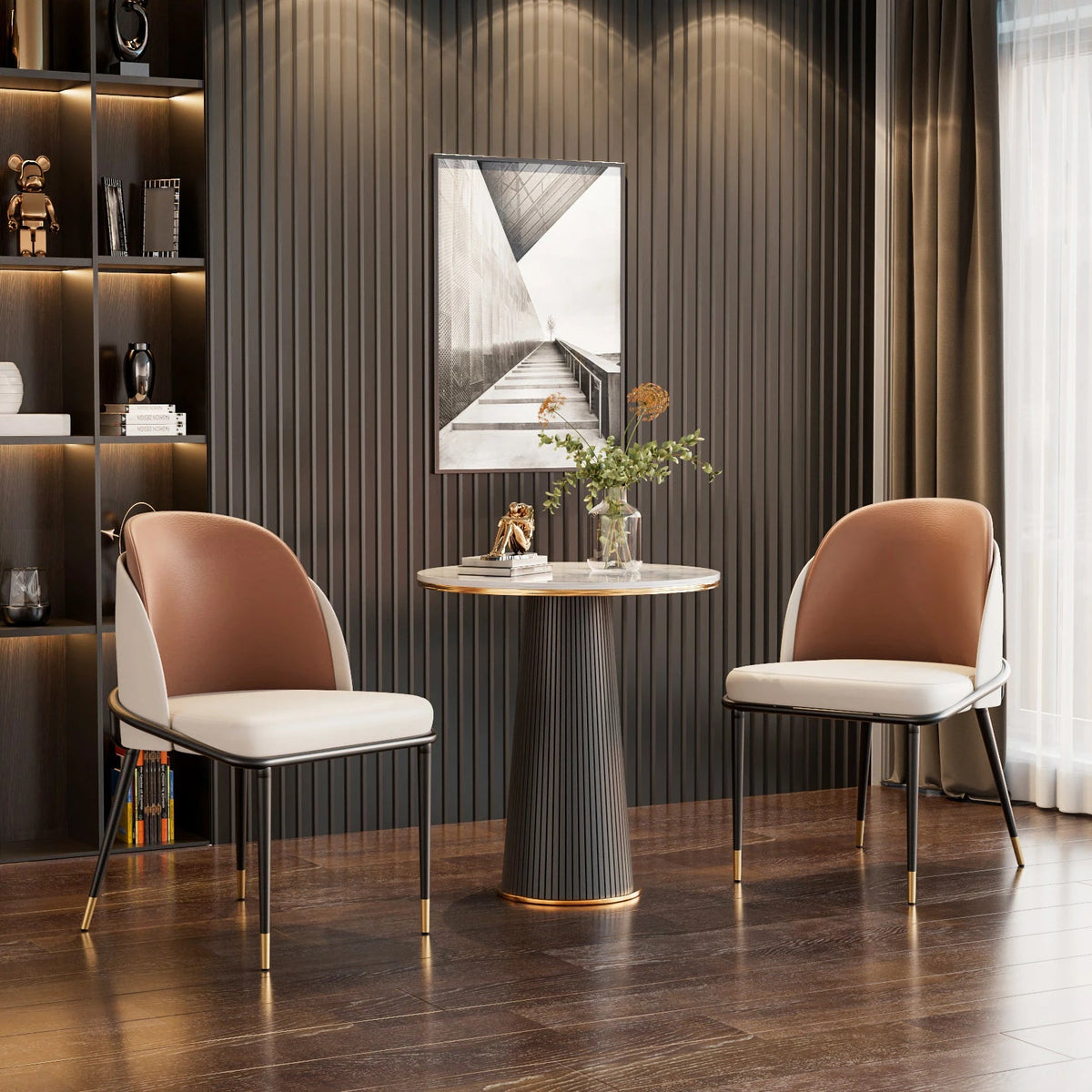 Luxurious Upholstered Dining Room Chairs Set, Microfiber Silicone Leather, 2 Colors, Kitchen Chairs The Pet & Home Store