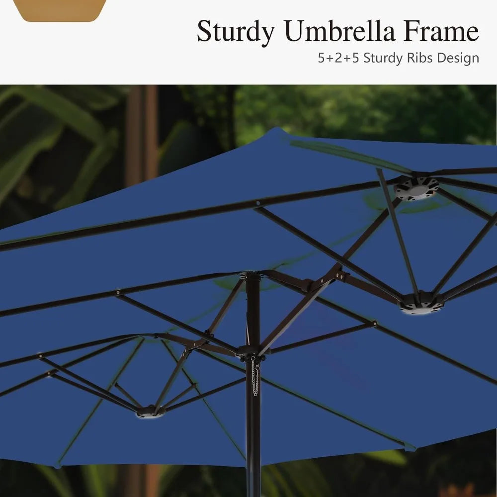 Rectangular Market Patio Umbrella Stainless Steel Frame Heavy Duty Base