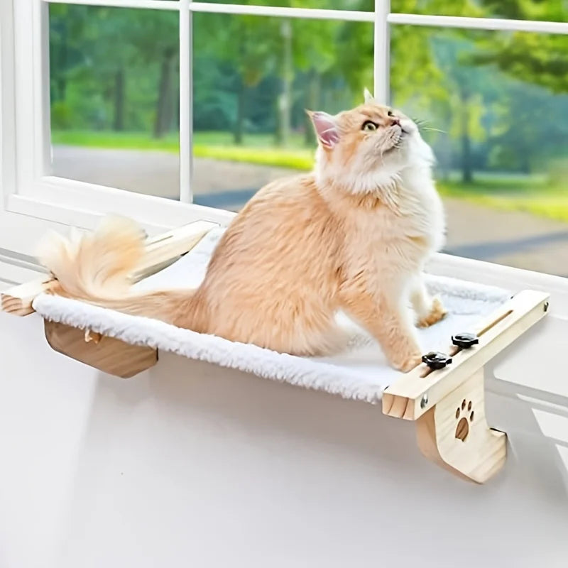 CZBNYX Cat Window Hammock Sill for Indoor Cats Wooden Frame