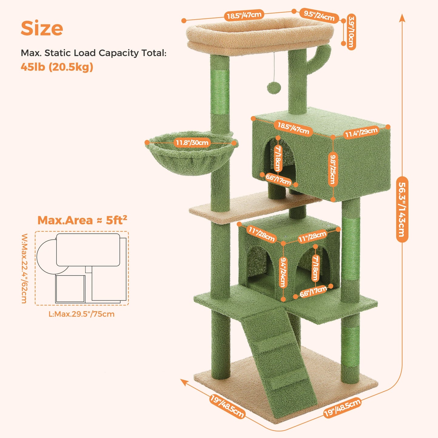 PAWZ Road Cat Tree With Toy Tower Plush Perch Hammock