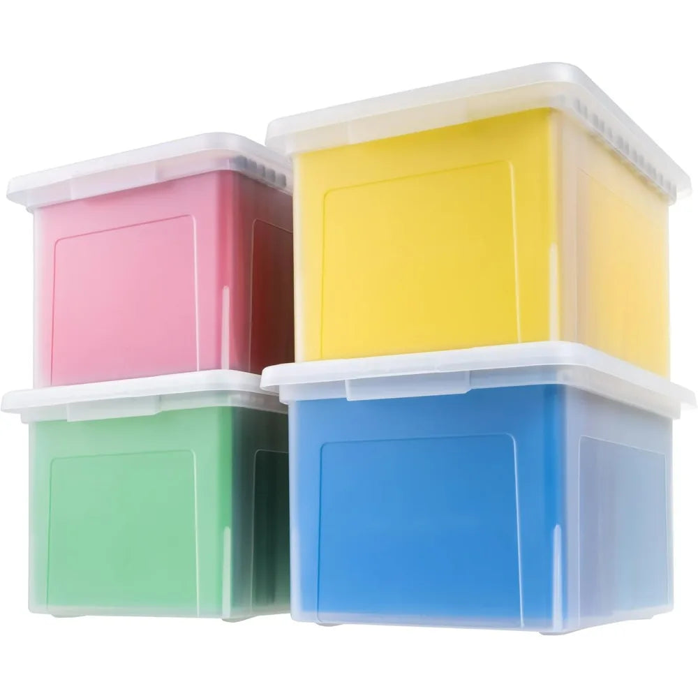 IRIS USA 4-Pack 35 Qt Clear Plastic File Box with Lid, Stackable Nestable Document Storage Organizer, BPA-Free Portable File Bin The Pet & Home Store