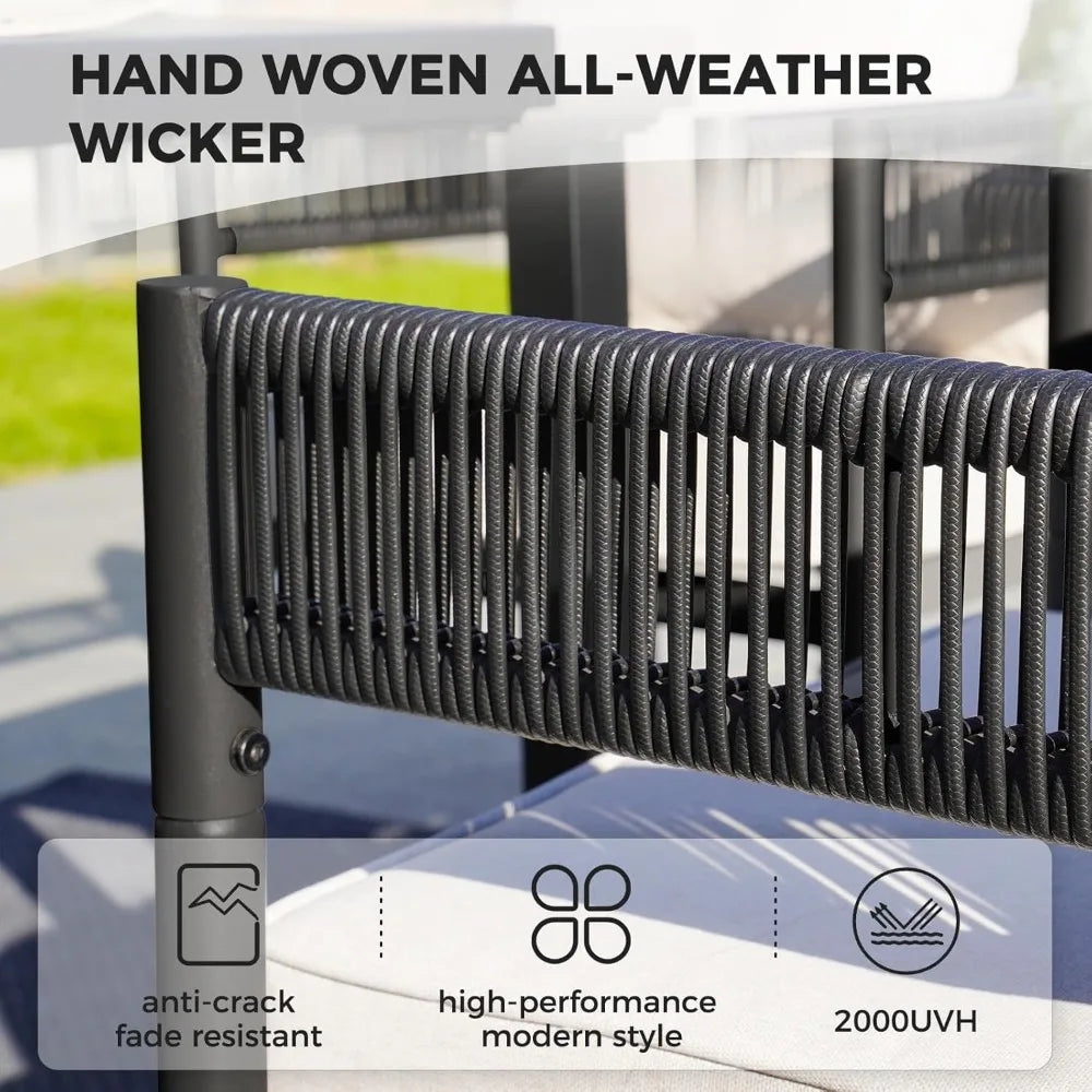 Outdoor 7-Piece Patio Dining Set With Metal Woven Chairs
