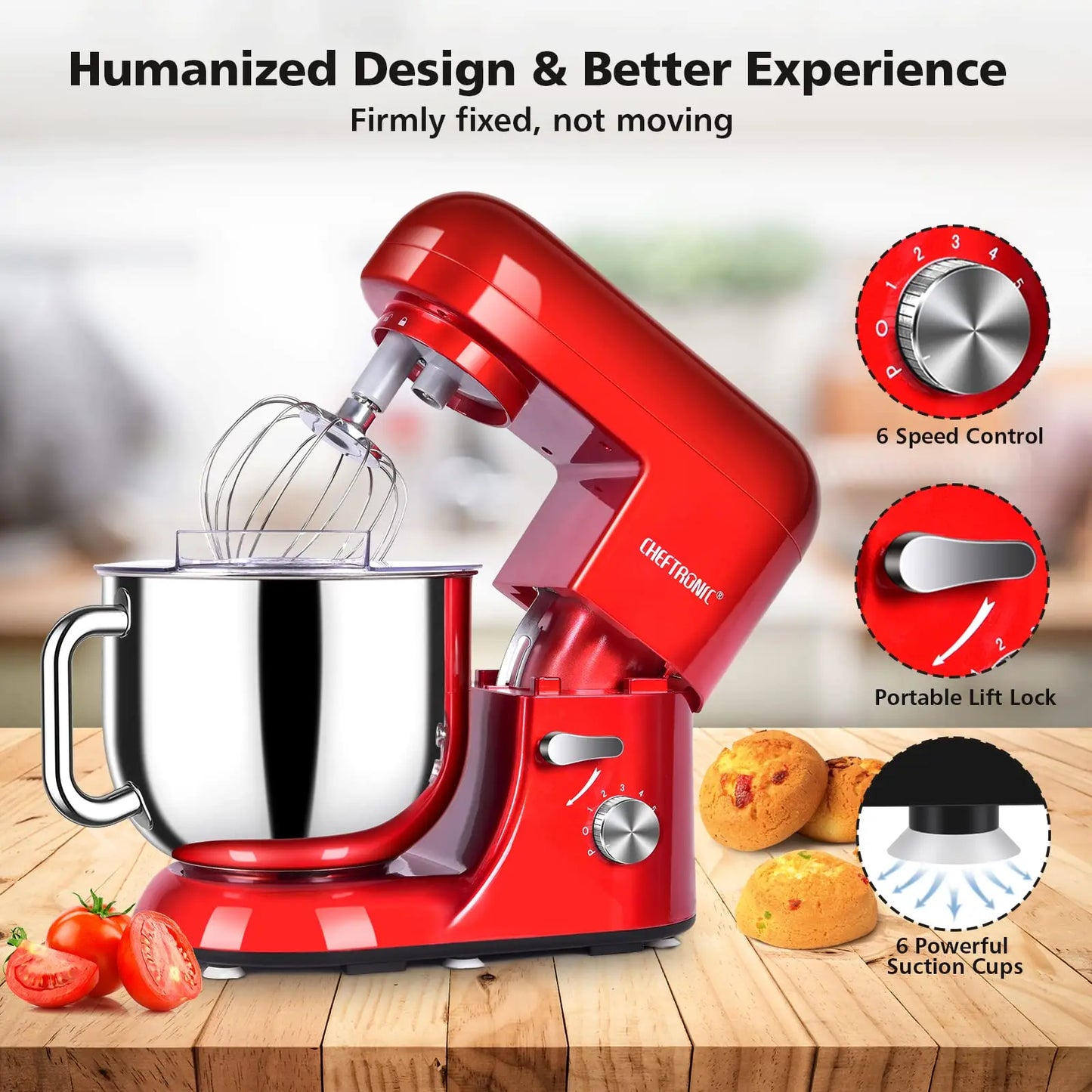 Cheftronic Stand Mixer 650W Tilt-Head Electric With Frother