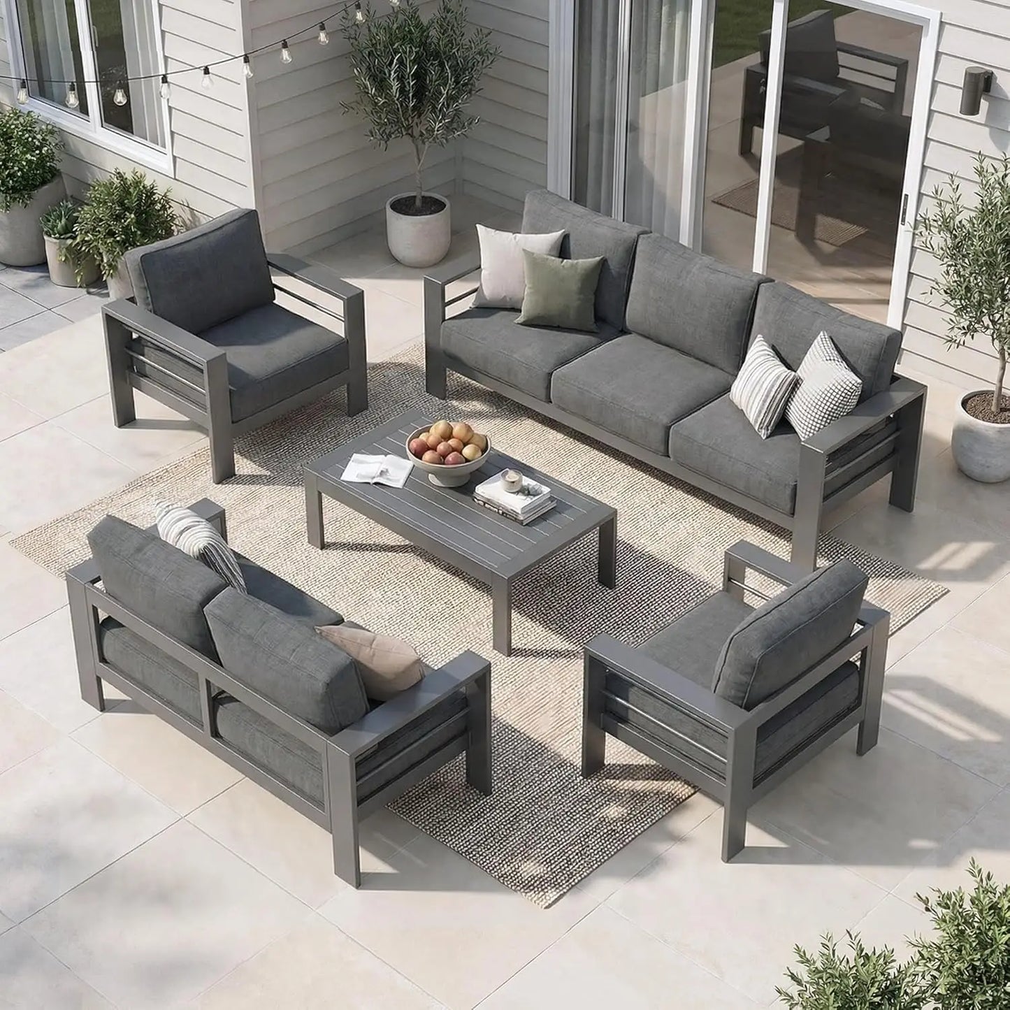 Aluminum Patio Furniture Set for All Weather, Oversized Metal Outdoor Furniture Set with 27.5" Deep Seating, Customized