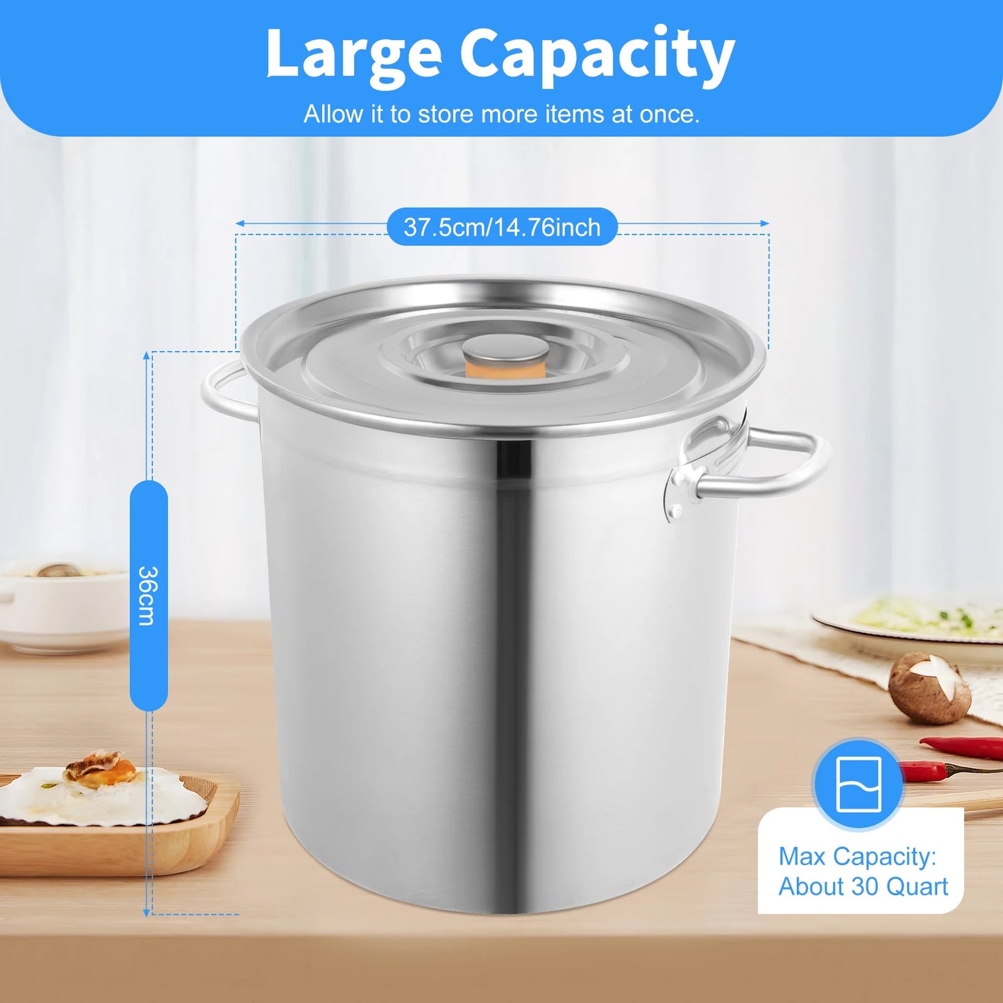 Stainless Steel Stock Pot With Lid And Durable Handles