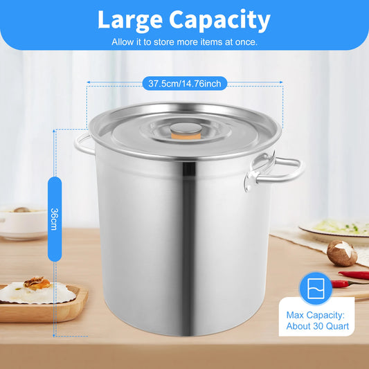 Stainless Steel Stock Pot With Lid And Durable Handles