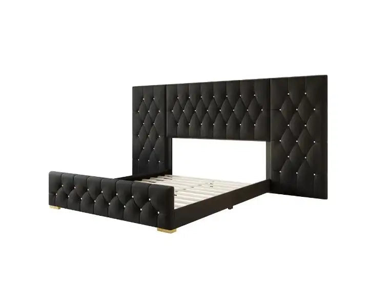 Luxurious Velvet Tufted Platform Bed with Wall Panels-King The Pet & Home Store