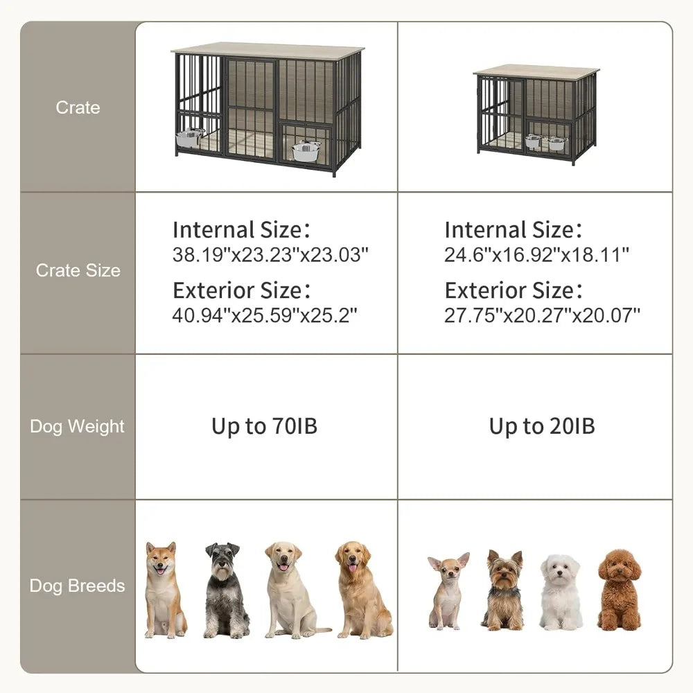 Foldable Wooden Dog Crate Table With Storage Top Easy Assembly