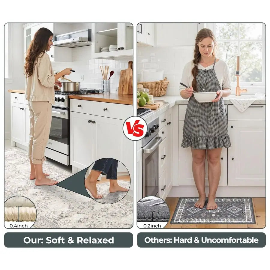 Boho Kitchen Rug Trio Non Slip Washable Floor Mats