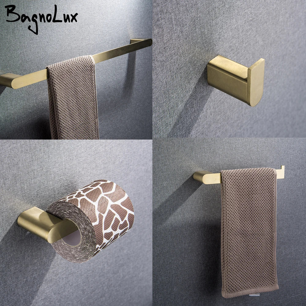 Bagnolux Brushed Stainless Steel Wall Mount Bath Accessory Kit