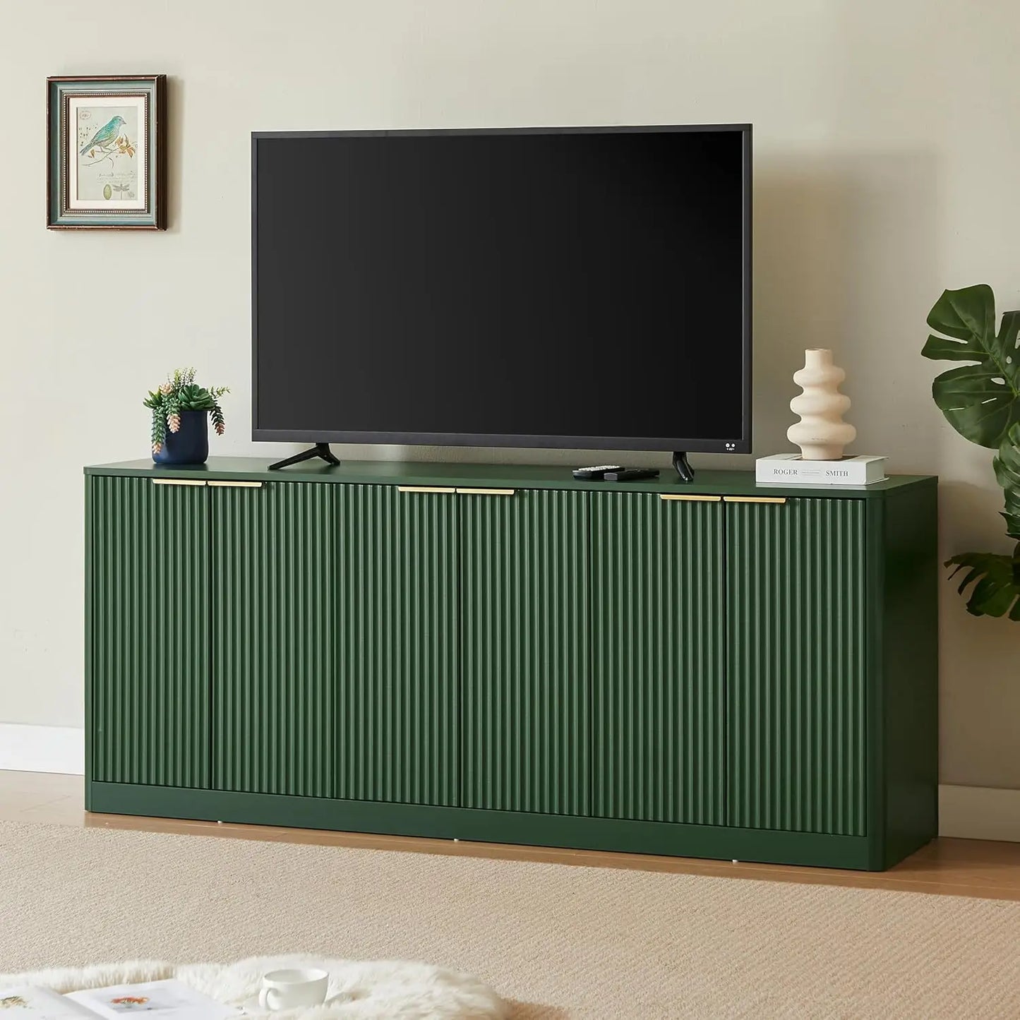 Modern TV Stand Console Cabinet With Doors And Entertainment Center