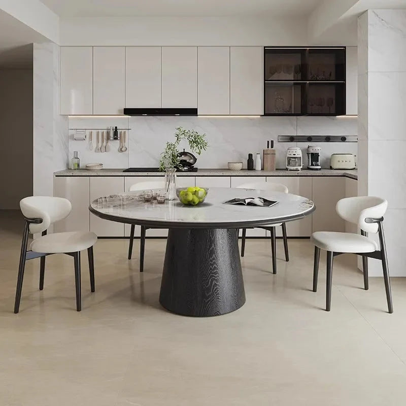 Luxury Modern Extendable Foldable Round Marble Stone Wooden Dining Table Chair Set, 4, 6 8 Seaters Living Room Furniture Designs The Pet & Home Store