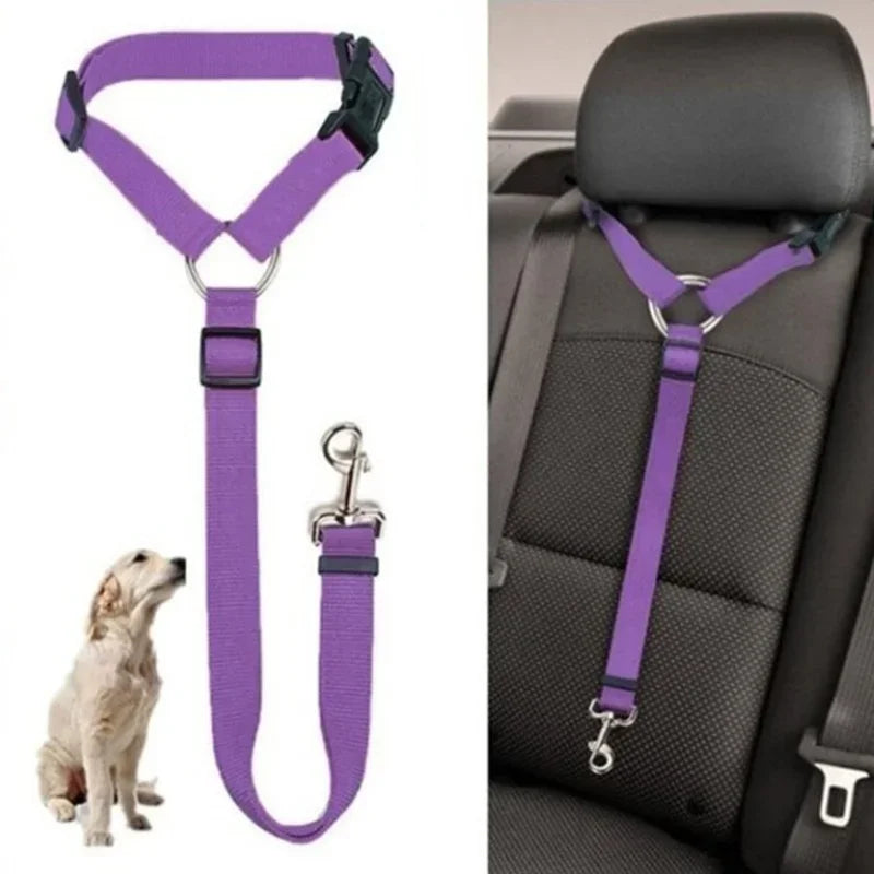 Nylon Two-In-One Pet Car Seat Belt And Leash Adjustable Harness