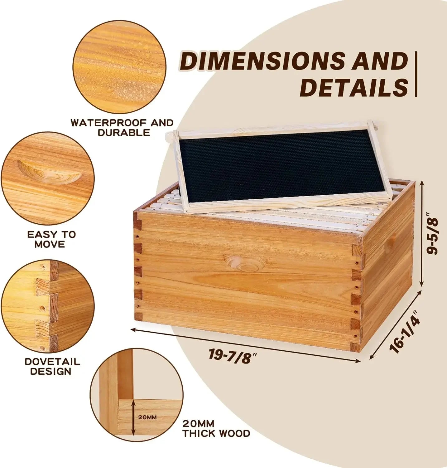 10 Frame Langstroth Beehive Kit With Beeswax Coated Frames