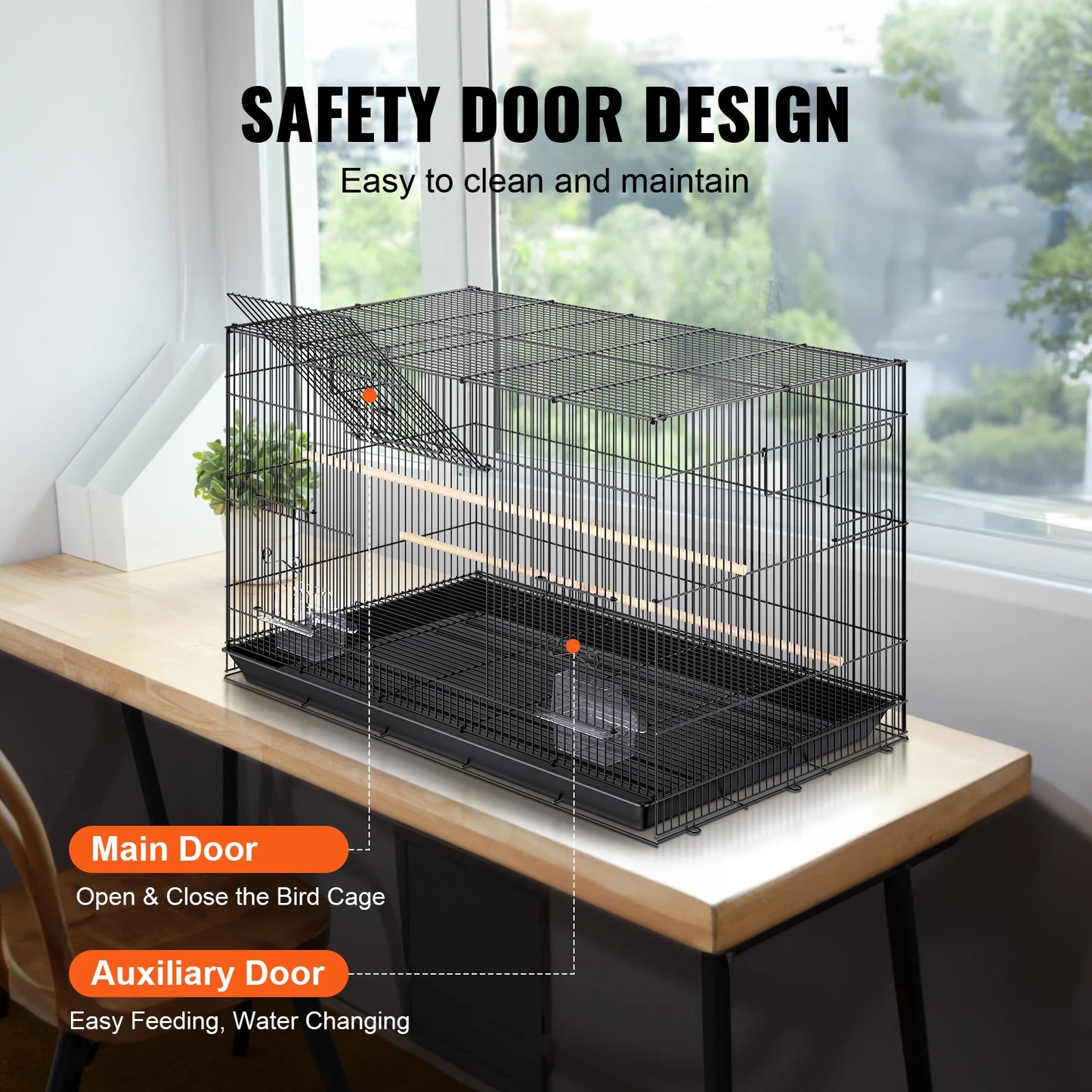 SucceBuy Pet Bird Cage With Rolling Stand For Parrots Budgies