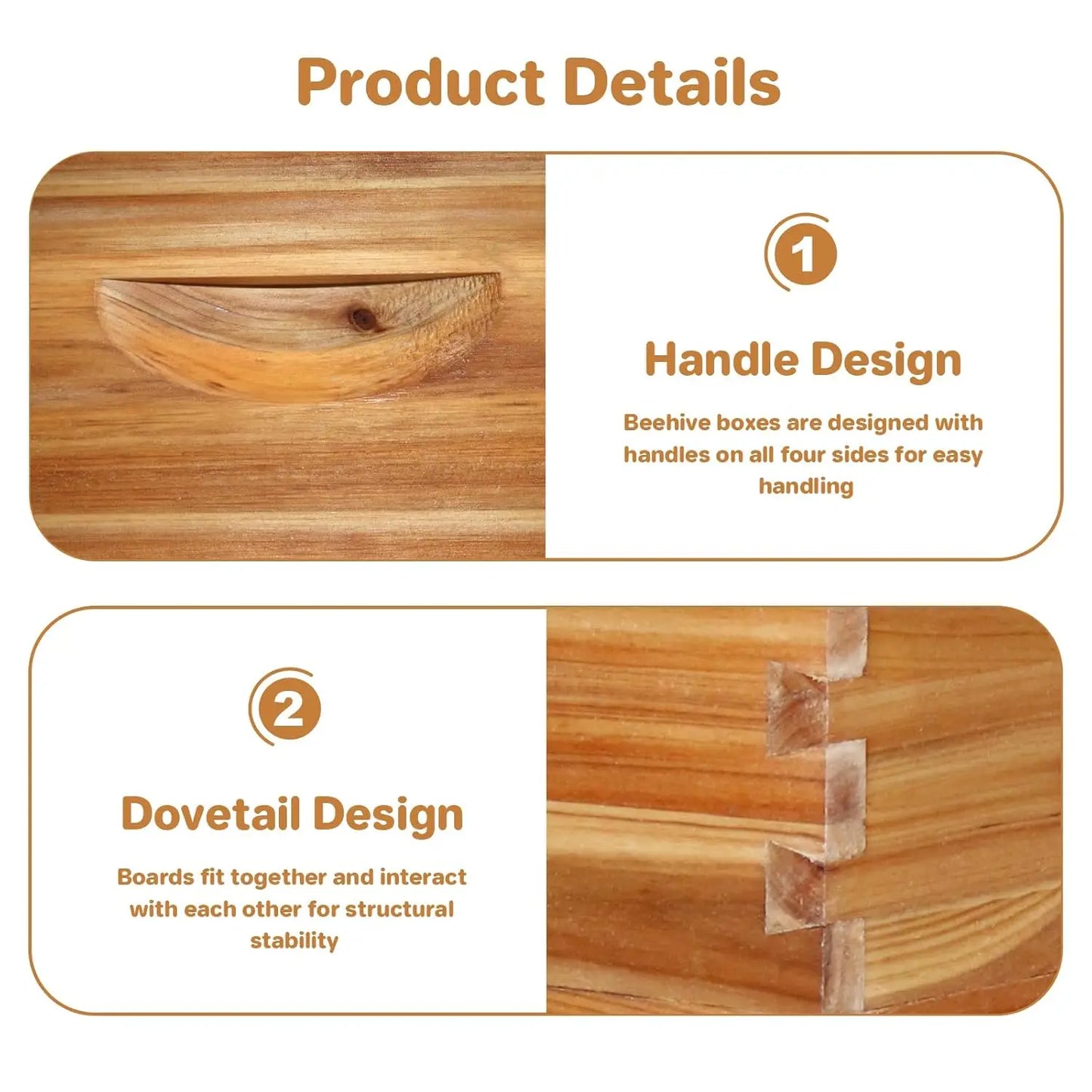 10 Frame Deep Brood Bee Hive Box Dipped in 100% Beeswax Wooden Frames Beehive Box for Beginner Beekeeper Beekeeping Supplies