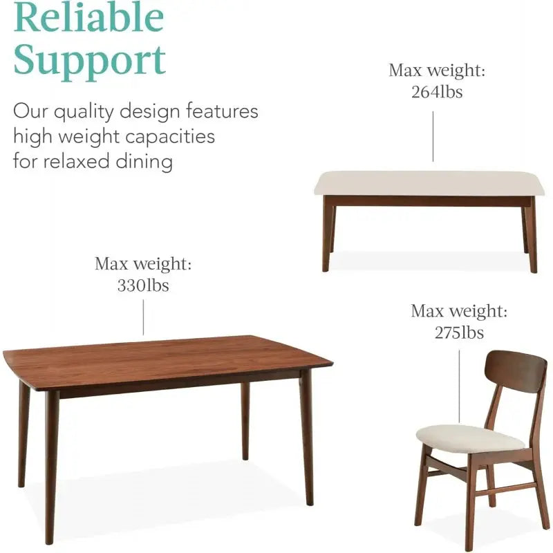 2026 Choice Products 6-Piece Modern Dining Table Chairs Set, Mid-Century Upholstered Chair Set with Rubberwood Legs The Pet & Home Store