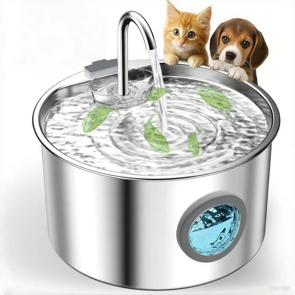 OPETH Stainless Steel Cat Water Fountain Pet Dispenser
