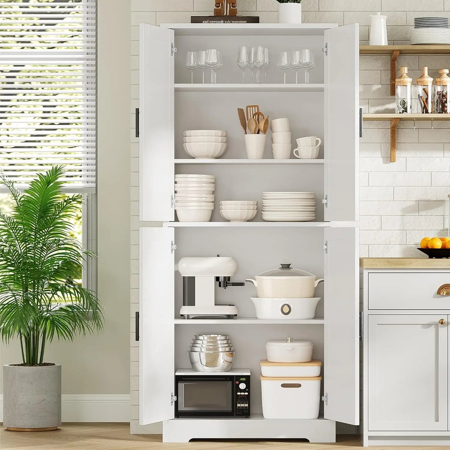 Studyset Kitchen Pantry Cabinet Freestanding Storage With Doors Shelves
