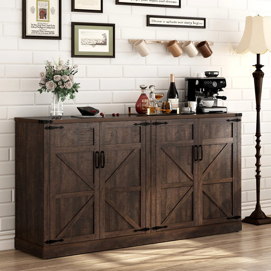 QiaoShiRen Farmhouse Buffet Cabinet With Drawers And Doors