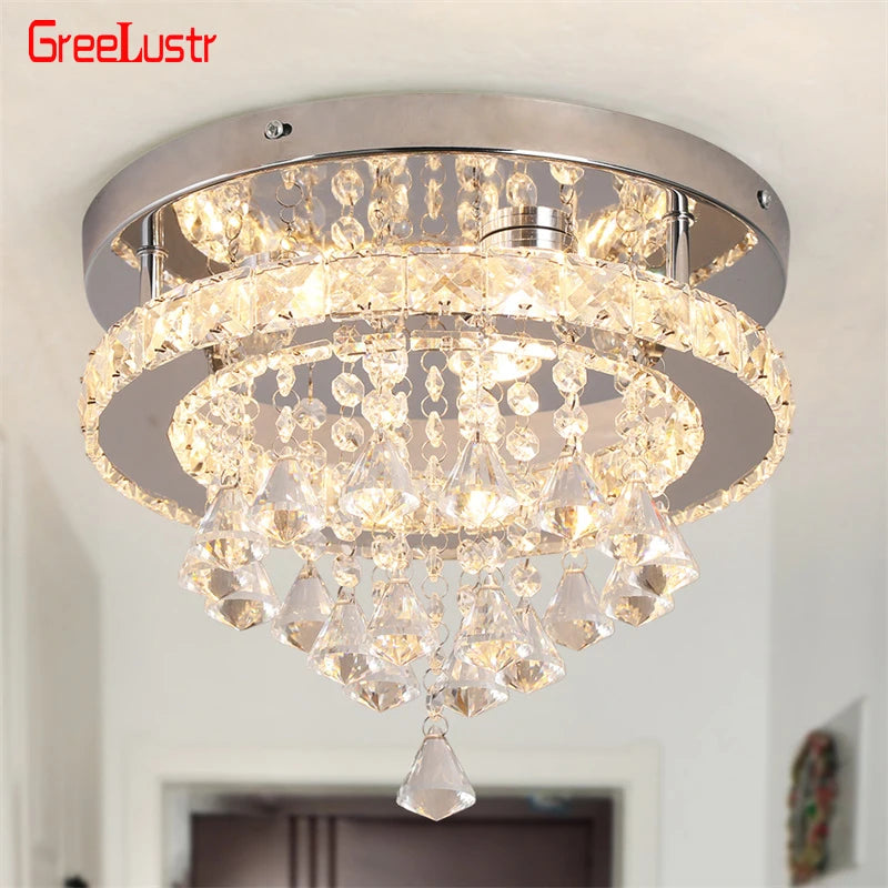 GreeLustr Crystal Chandelier Chrome LED Ceiling Light Fixture