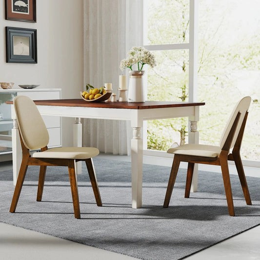 Modern Dining Chair Set of 2 w/ Upholstered Backrest Seat Linen Fabric for Room The Pet & Home Store
