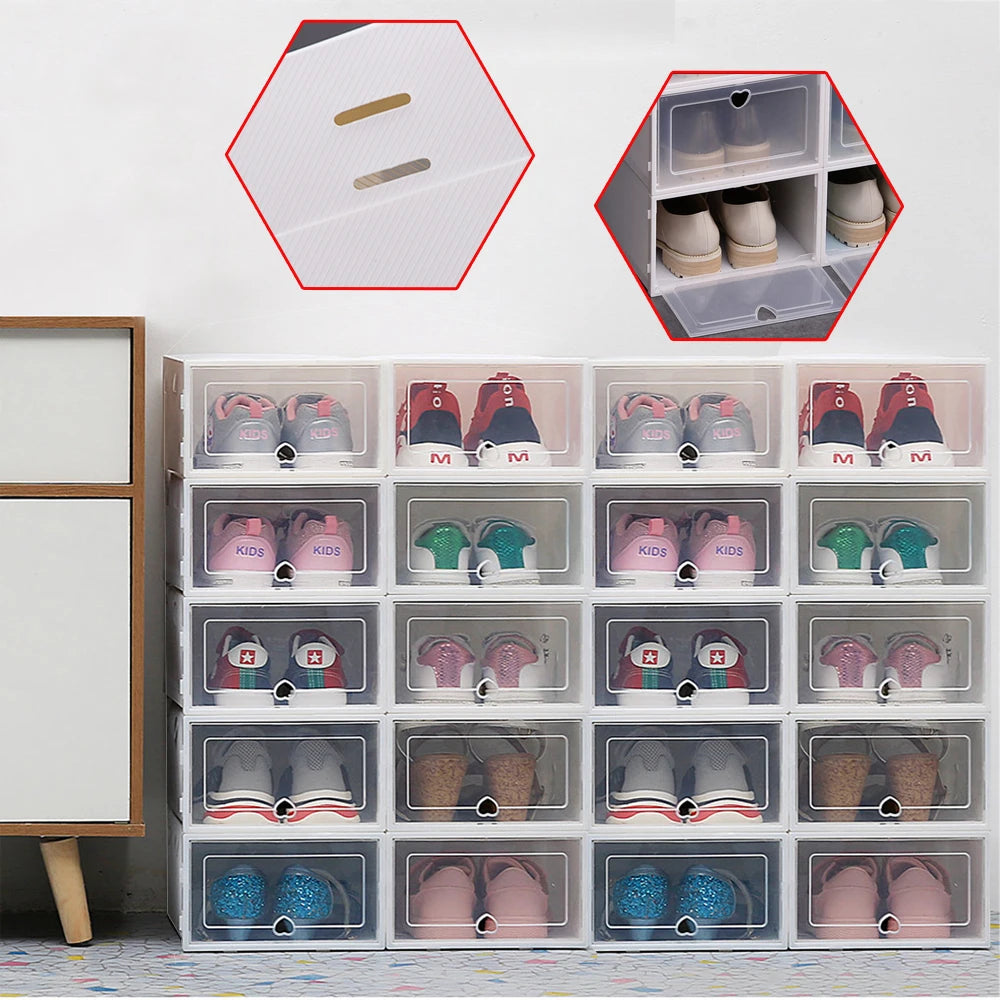 Transparent Stackable Shoe Boxes With Lids Pack Of 20