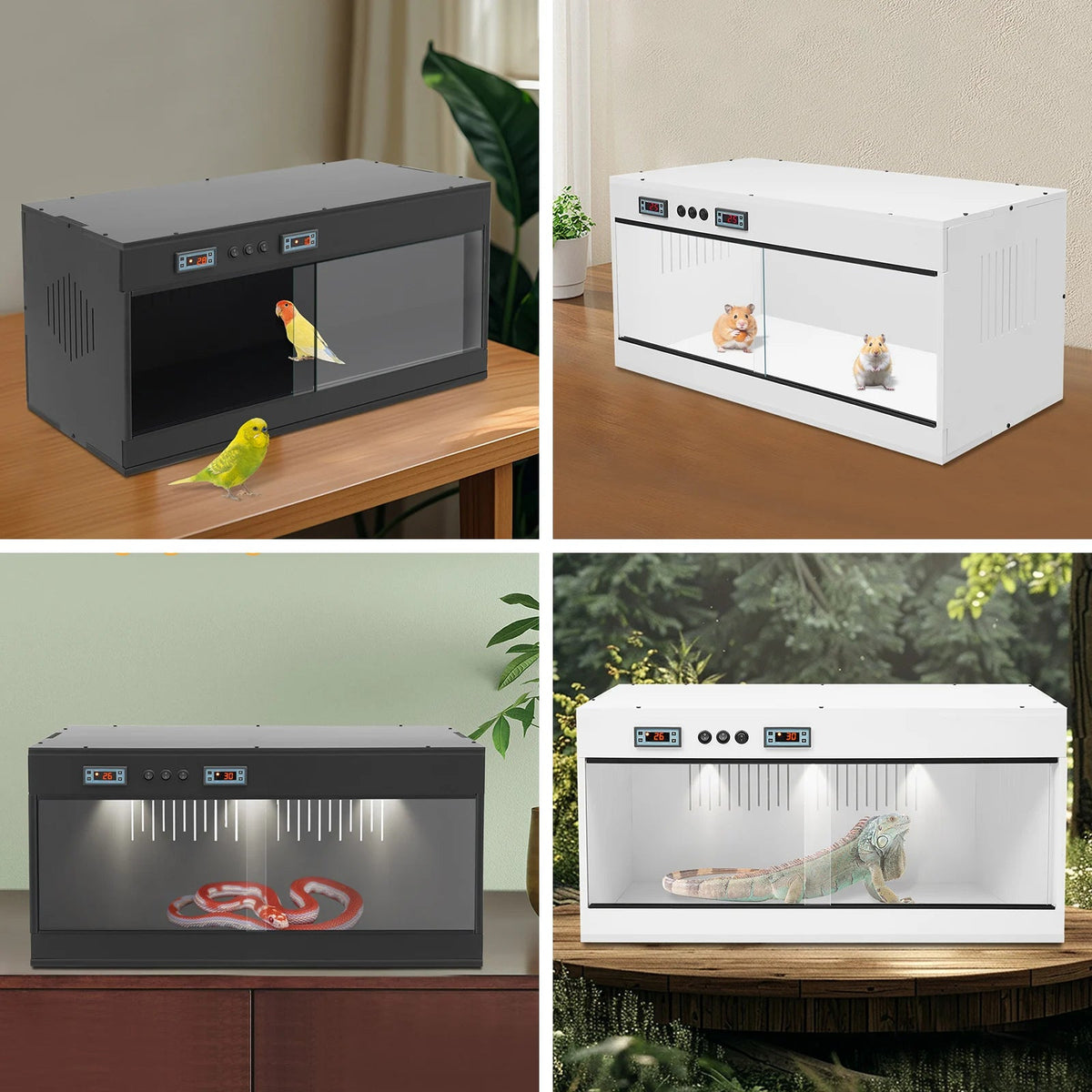 Reptile Lounge Habitat with Glass Sliding Door and Intelligent Thermostat 80*40*40cm Reptile Breeding Box LCD Reptile Pet  Box The Pet & Home Store