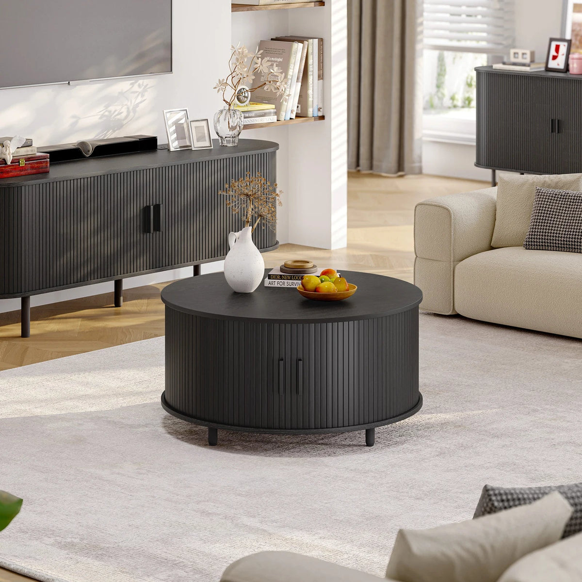 31.5" Round Coffee Table with Storage The Pet & Home Store
