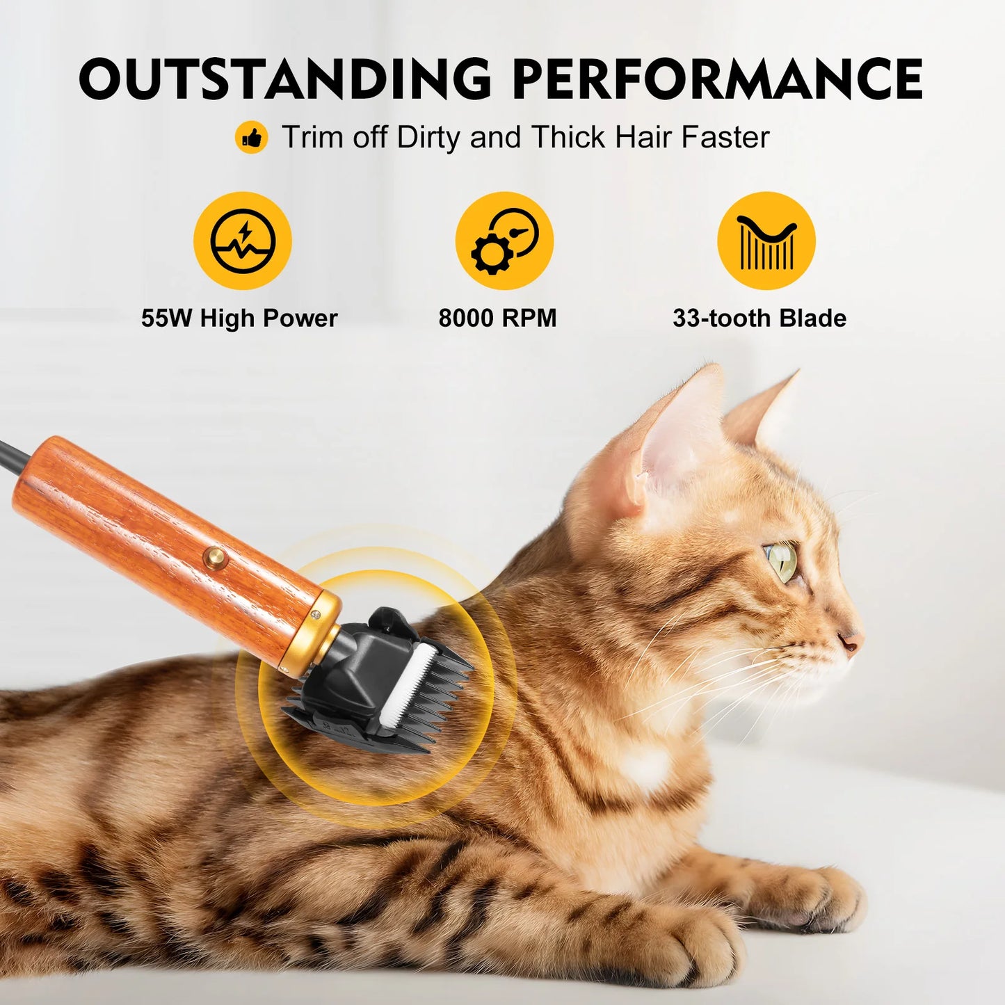 Bymaocar Electric Pet Clipper 55W Corded Shears For Dogs