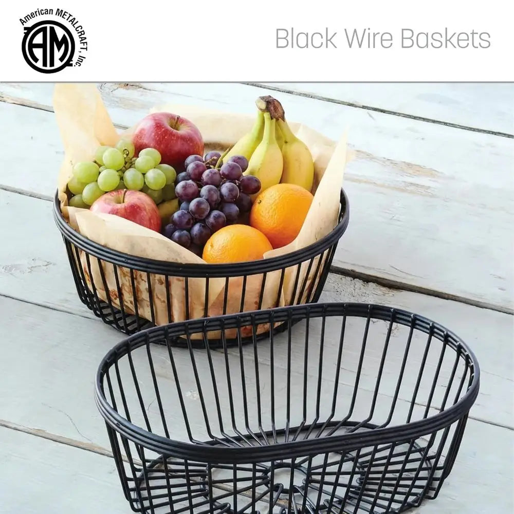 Wire Basket Oval Black 9 L x 6 W x 2 3/4 H