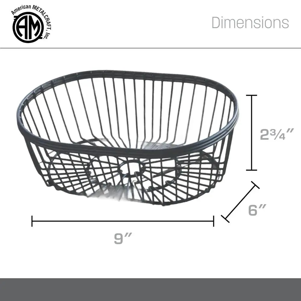 Wire Basket Oval Black 9 L x 6 W x 2 3/4 H