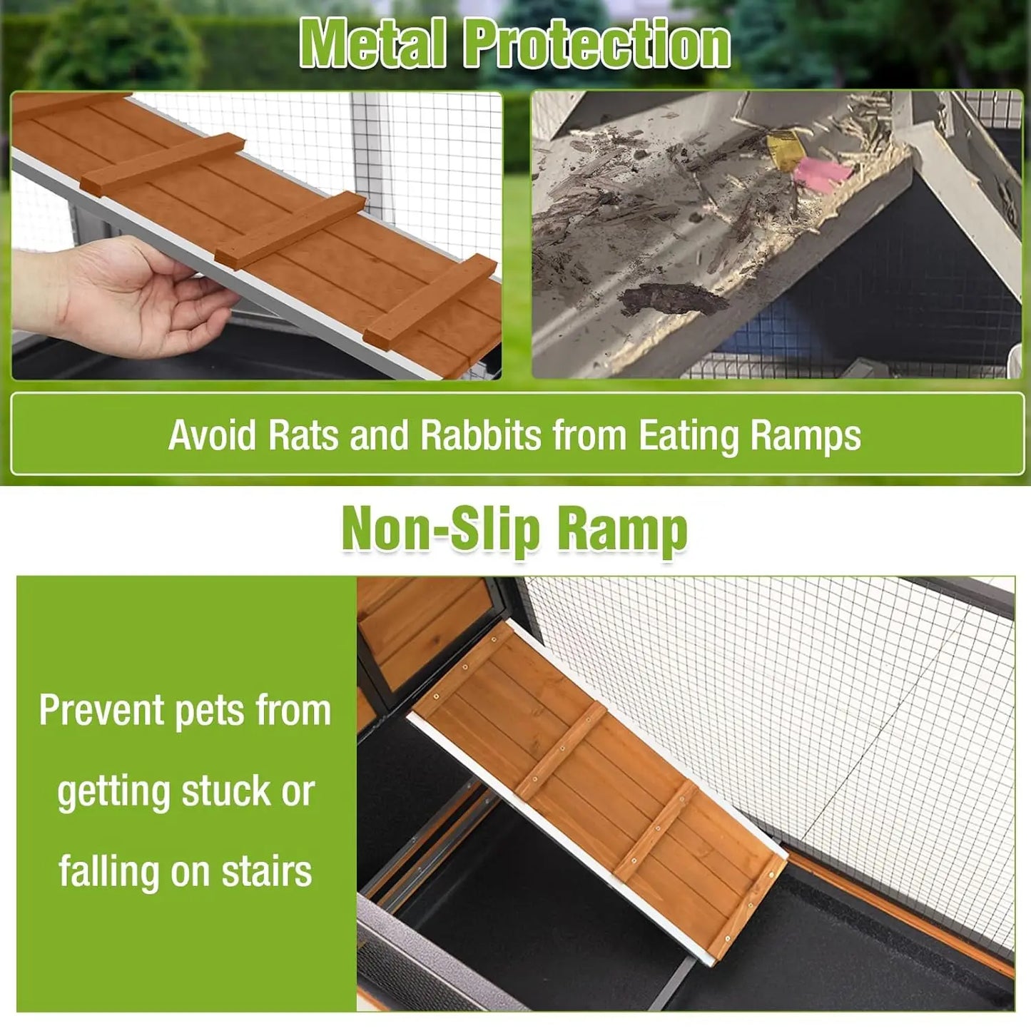 Two Story Rabbit Hutch With Chew Proof Full Metal Frame Indoor Outdoor