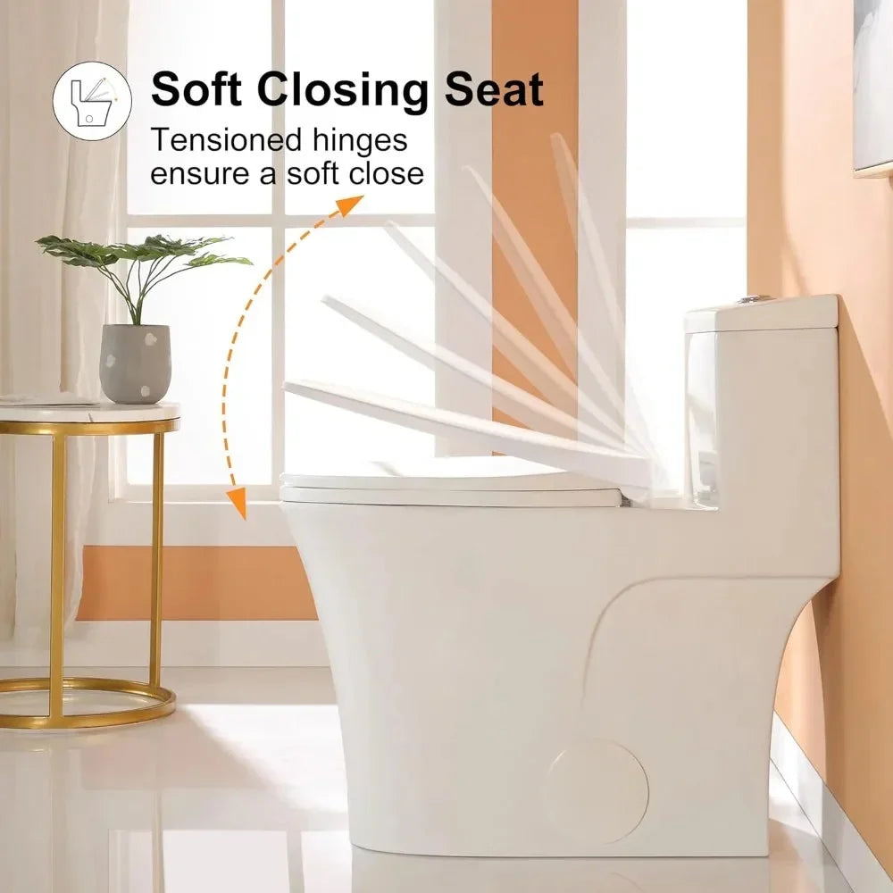 T0338W Compact One Piece Toilet with Comfort Chair Seat ADA Height 17.3", Elongated Dual Flush 0.8/1.28 GPF and MAP 1000g The Pet & Home Store