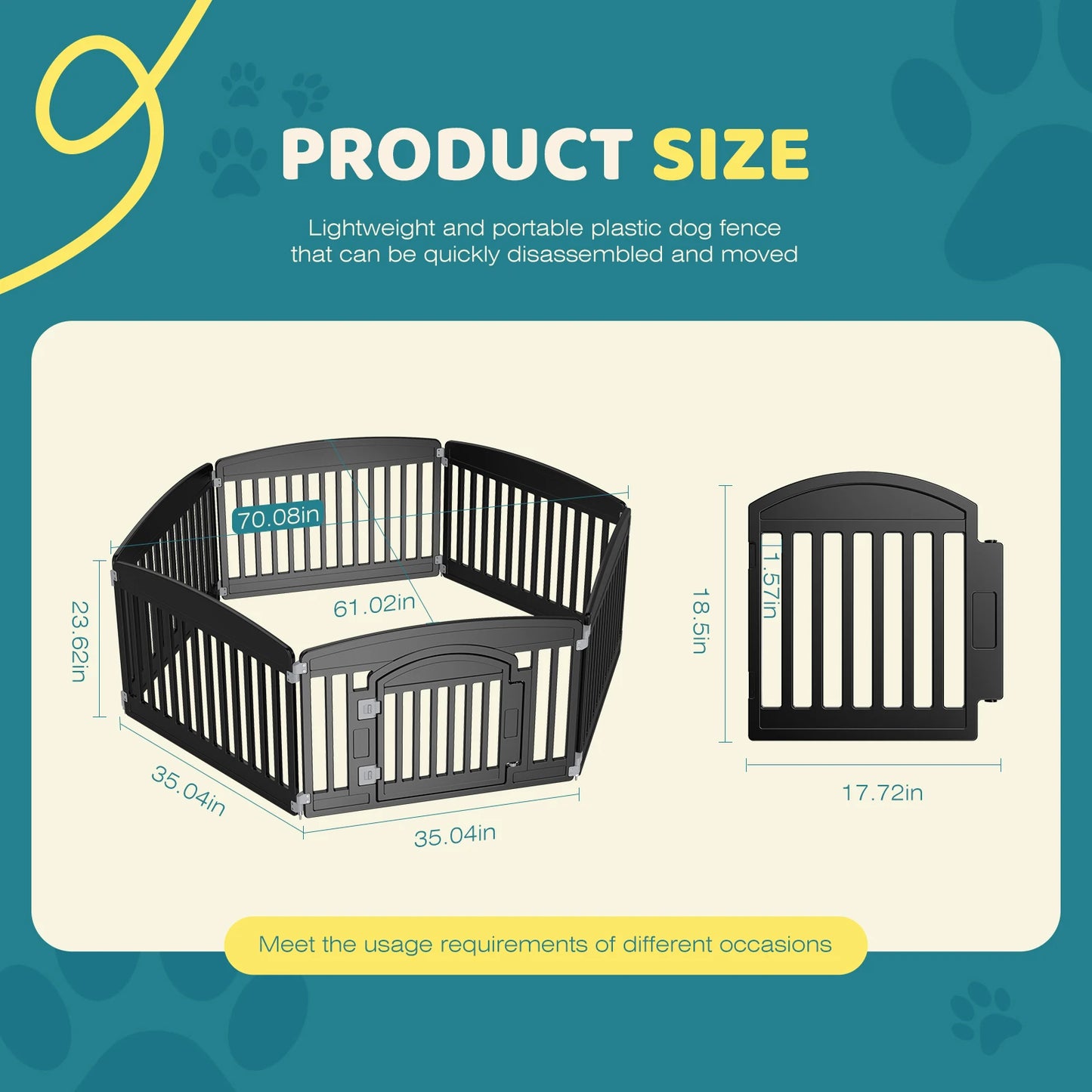 JHK Plastic Dog Playpen For Medium Dogs Portable Indoor Outdoor