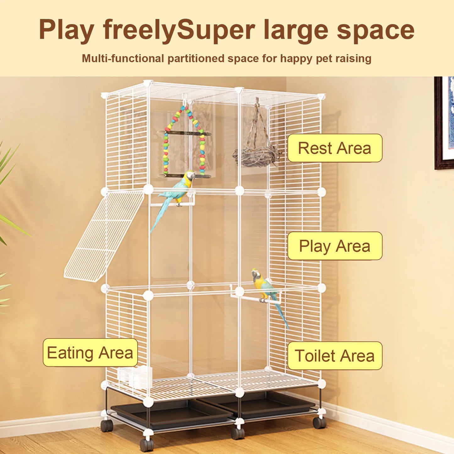 Large Bird Cage With Breeding Box And Removable Tray Aviary