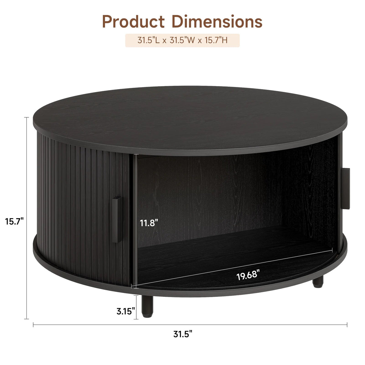 31.5" Round Coffee Table with Storage The Pet & Home Store
