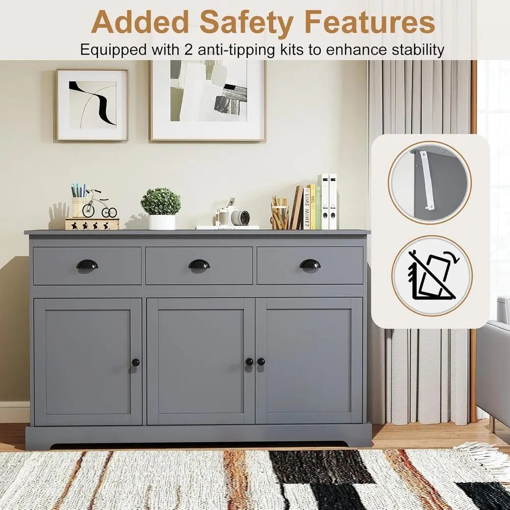 Sideboard Buet Server Storage Cabinet ole Table Home Kitchen Dining Room urniture Entryway Cupboard with 2 Cabiand 3 Ders Adjust