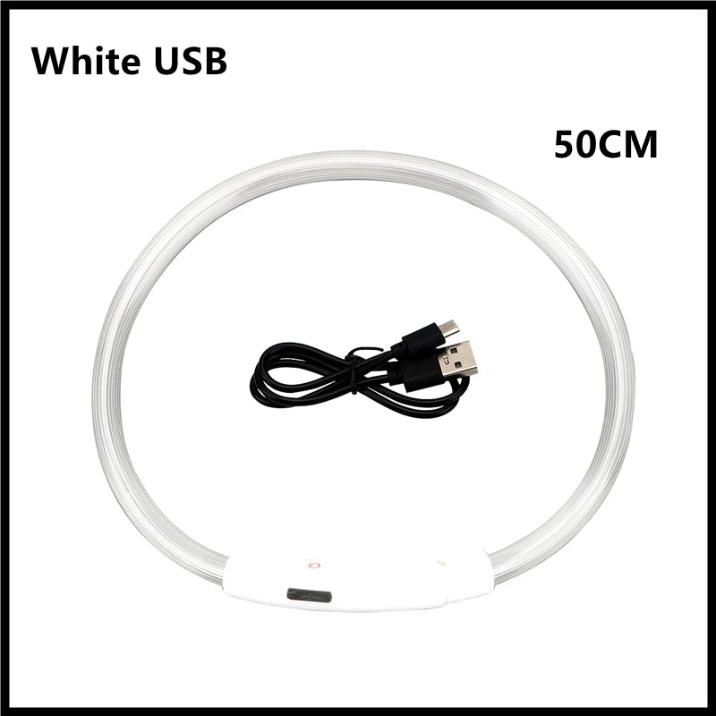 USB Rechargeable Luminous Pet Collar With Adjustable Led Night Light