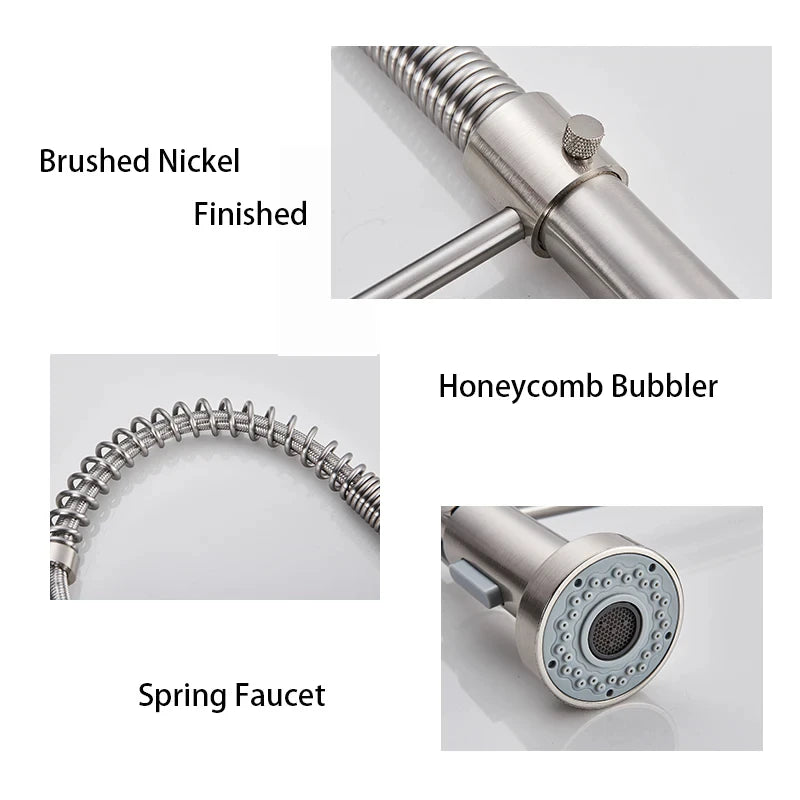 Spring Pull Down Kitchen Faucets Stainless Steel Stream Spray Sink Faucet Hot Cold Water Tap Rotation Kitchen Mixer Tap
