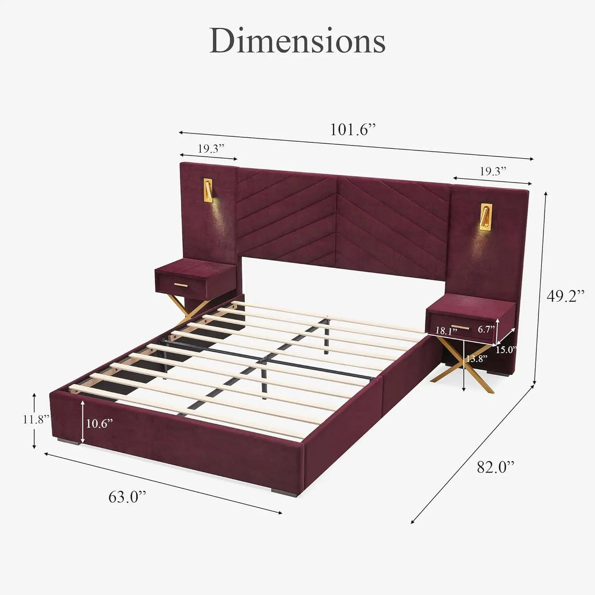 King Platform Bed with Upholstered Headboard The Pet & Home Store