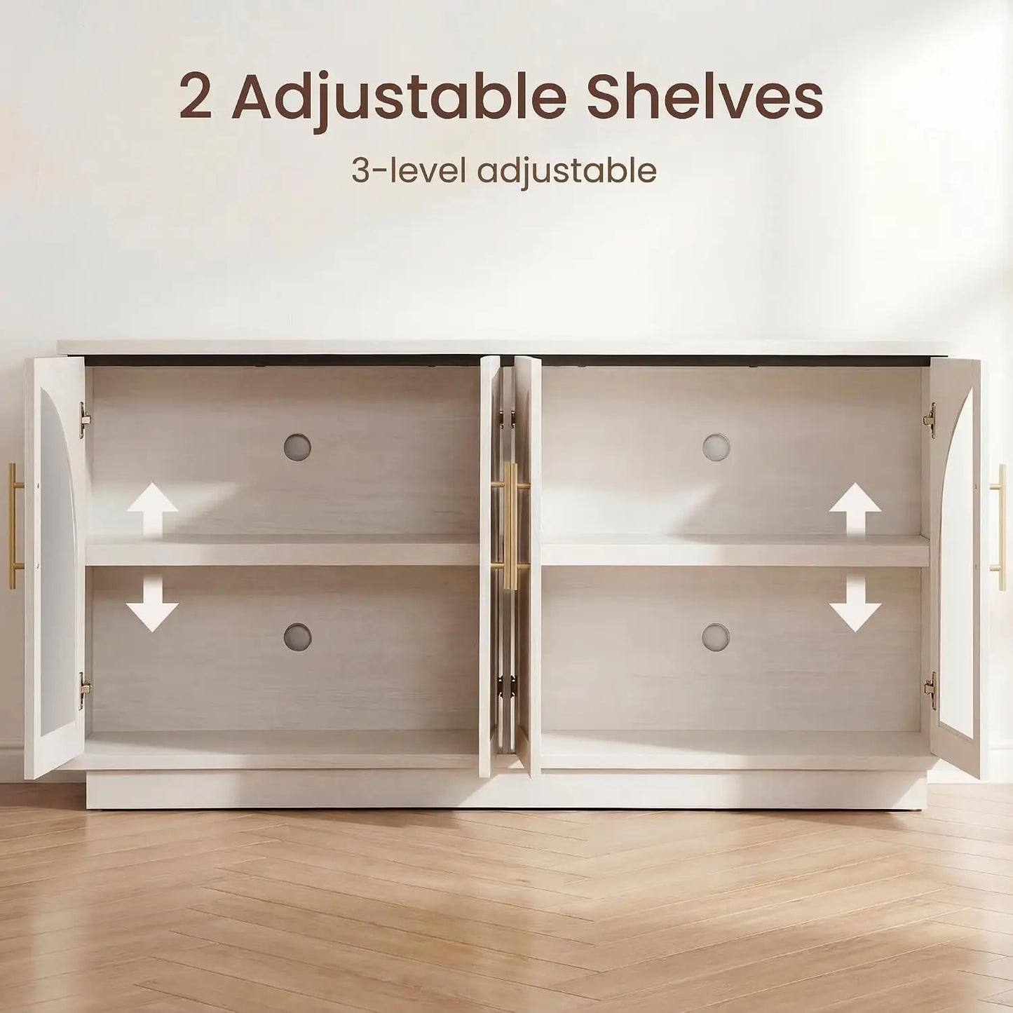 Buffet Cabinet With Glass Doors Modern Arched Sideboard