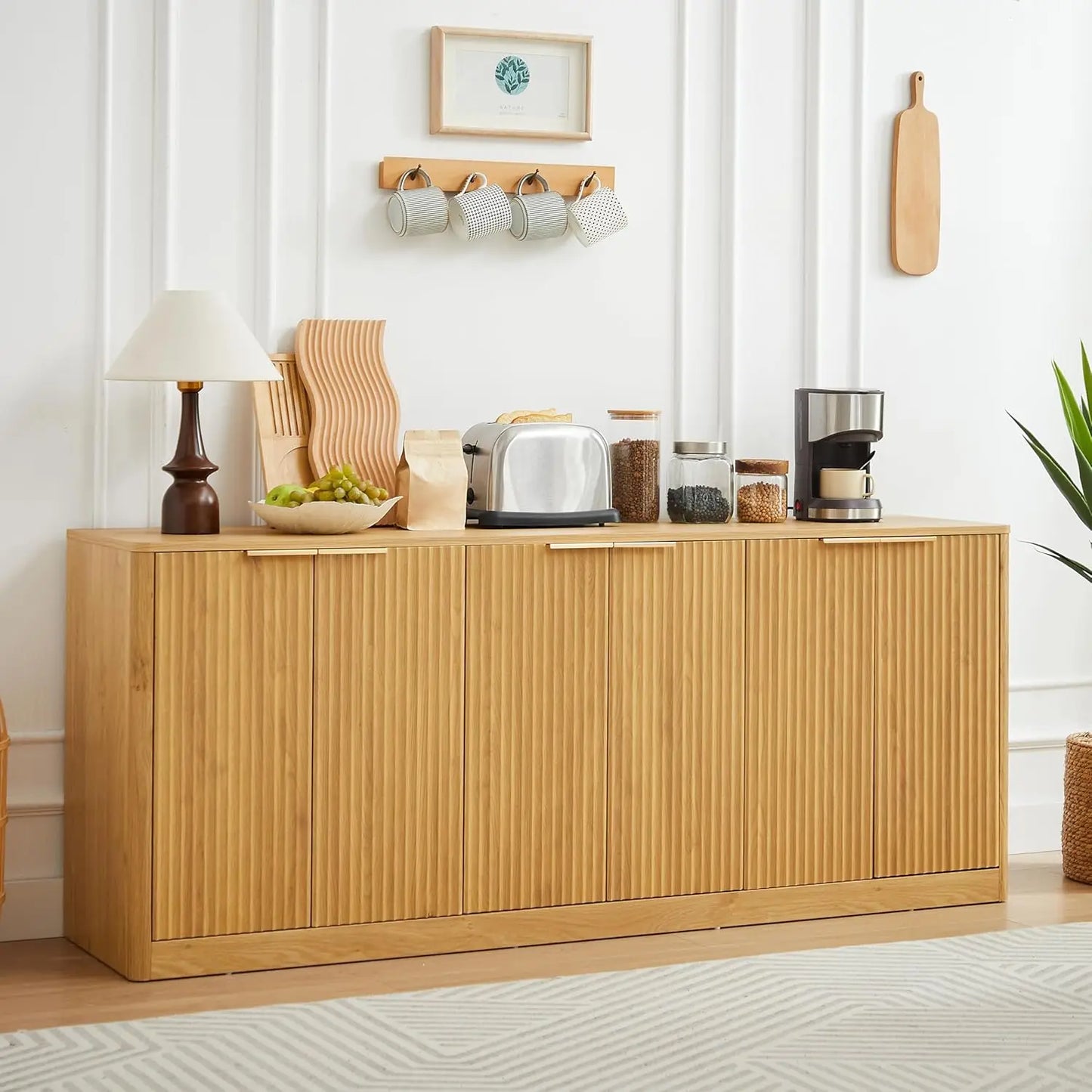 Modern TV Stand Console Cabinet With Doors And Entertainment Center